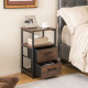 Metal Frame Bedside Table with Open Shelf and 2 Drawers