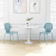 Metal Dining Chair Set of 4 with Hollowed Backrest and Metal Legs
