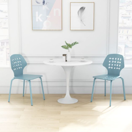 Metal Dining Chair Set of 4 with Hollowed Backrest and Metal Legs