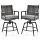 Patio Swivel Bar Stools Set of 2 with PE Rattan Back and Metal Frame
