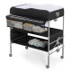 Folding Nursery Changing Table with Lockable Wheels and Storage Basket