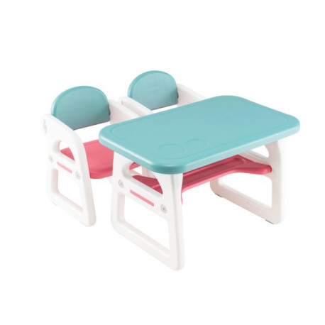 3-Piece Kids Table and Chairs Set with Storage Rack