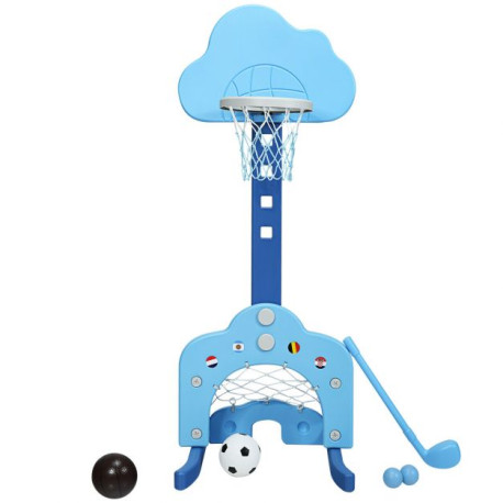 3-in-1 Toddler Basketball Hoop Set Stand with 5 Adjustable Height Levels