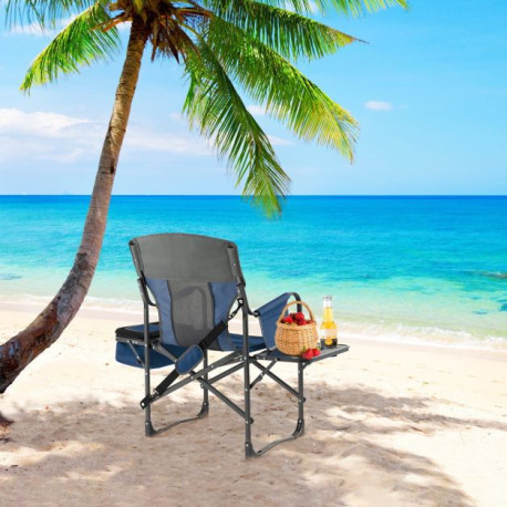Folding Camping Chair with Side Table and Cooler Bag