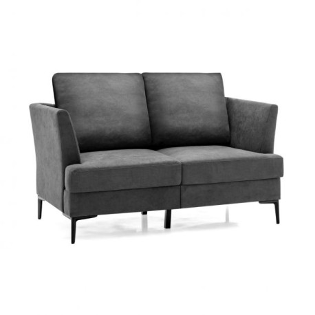 Modern Upholstered Linen Fabric 2-Seater Sofa