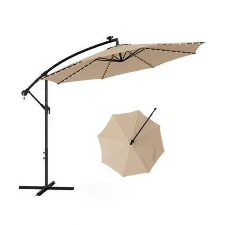 303 CM Solar-Powered Patio Offset Umbrella with 112 LED Lights