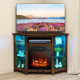 Corner TV Stand with Fireplace Insert and LED Lights