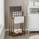 Freestanding Wood Towel Rack with 3 Individual Bars and Bottom Storage Shelf
