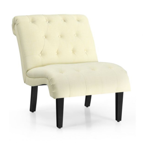 Modern Upholstered Accent Chair with Button Tufted Linen Fabric