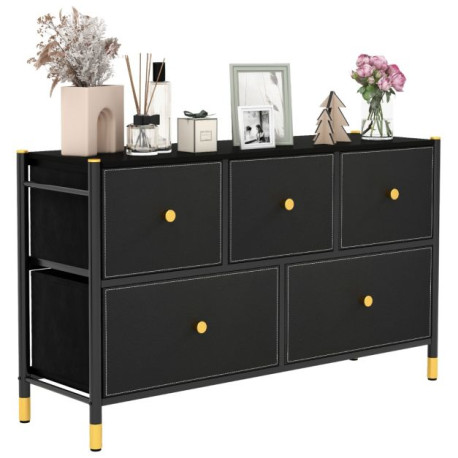 Fabric Dresser Tower for Bedroom with Drawers and Metal Frame
