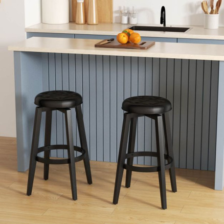 Swivel Bar Stool Set of 2 with Footrest Retro