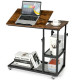 Mobile Couch Side Table with Height Adjustable Storage
