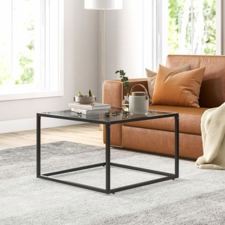 70 CM Modern Square Coffee Table with Metal Frame