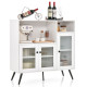 Industrial Wooden Kitchen Storage Cabinet with Tempered Glass Doors