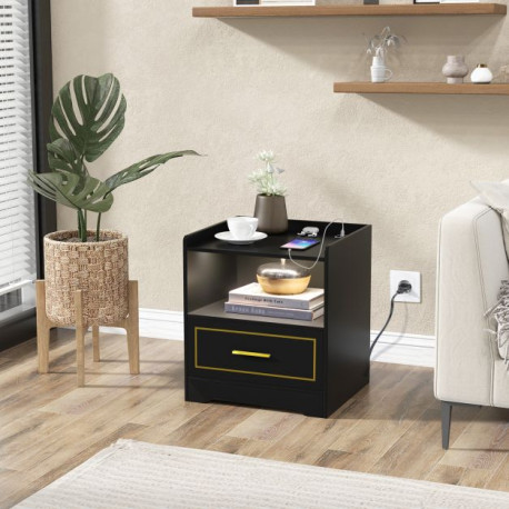 LED Nightstand with USB and Type-C Port