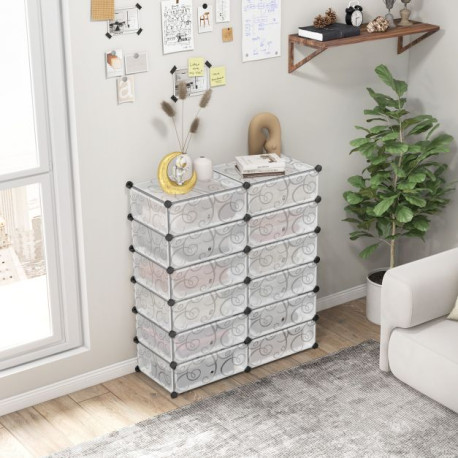 24 Pairs Shoe Rack Organizer with 12-Cube DIY Modular