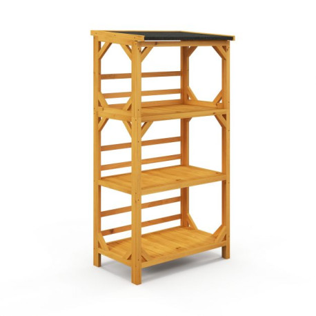 137CM 3-Tier Garden Plant Stand with Weatherproof Asphalt Roof