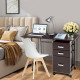 Folding Computer Desk with Rolling Wheels and 3 Drawers for Home Office