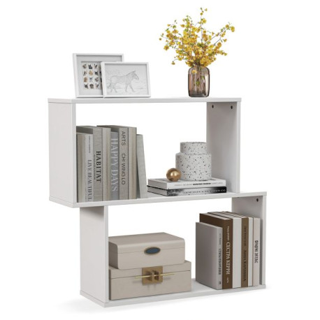 Irregular Wooden Bookshelf with 2 Compartments for Home Office