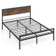 Industrial Queen/King Metal Platform Bed with 9 Support Legs