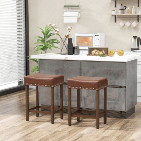 60cm Bar Stool Set of 2 Counter Height Saddle Stools