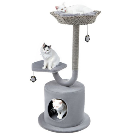 3-Tier Cat Tree with Raper Rope Covered Scratching Post