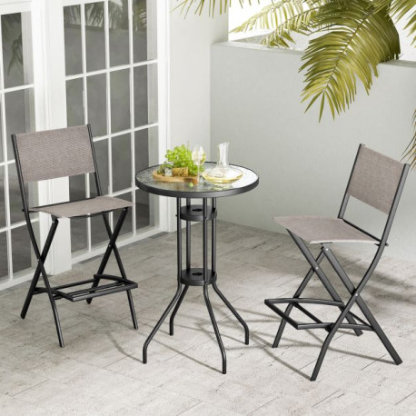 Folding Bar Height Stool with Metal Frame and Footrest