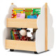 Kids Wooden Tree-Shape Bookshelf with Universal Wheels