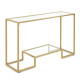 Entryway Hallway Table with Anti-Tipping Kit and Tempered Glass Shelves