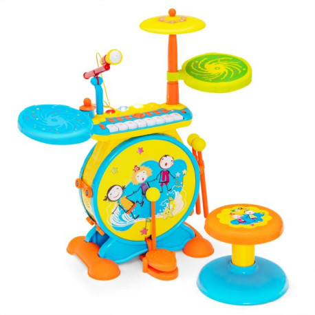 3-in-1 Kids Drum Set with 8 Keys Keyboard and LED Lights