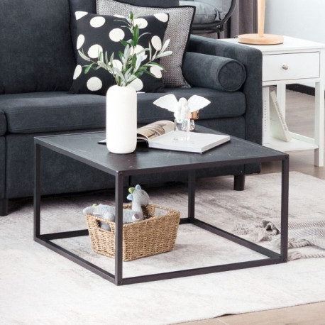 Modern Square Leisure Coffee Table  with Faux Marble Tabletop