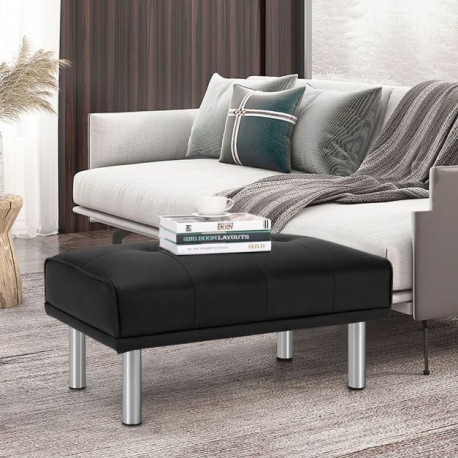 Leather Tufted Upholstered Ottoman Bench for Living Room Entryway