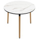 Modern Round Side Table with Faux Marble Pattern Tabletop and Anti-rust Steel Legs