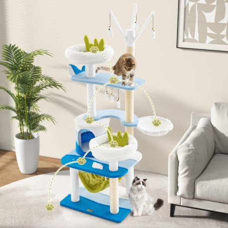 Multi-level Cat Tower with Sisal Covered Scratching Posts