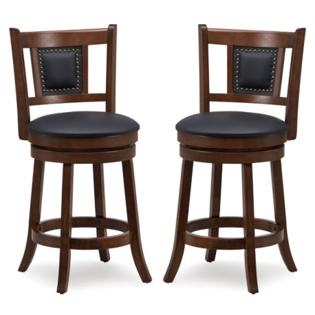65/74 cm Swivel Bar Stool Set of 2 with Curved Backrest