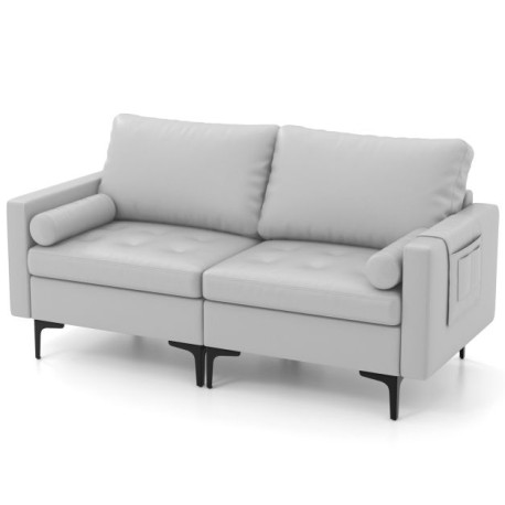Modular Sectional Sofa Couch with 2 Removable Bolsters, Solid Metal Legs