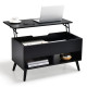 Lift Up Top Coffee Table with Hidden Storage Compartment and Open Shelf