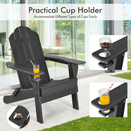 Folding Garden Adirondack Chair with Built-in Cup Holder