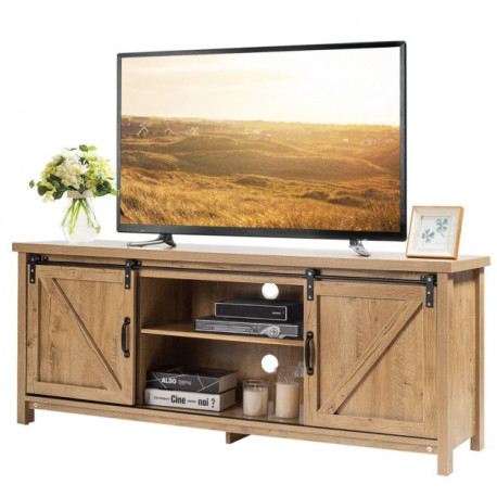 Modern TV Cabinet for 60-Inch TV Wooden Media Storage Shelves