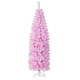 180 cm Pink Slim Xmas Tree with 475 Branch Tips and 250 Cold White LED Lights