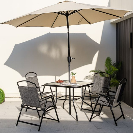 Folding Chairs snd Dining Table Set with Umbrella Hole