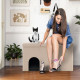 3-in-1 Hidden Cat Washroom Ottoman Shoe Bench