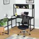 L-Shaped Corner Computer Desk with Storage Bookshelf