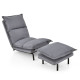 Modern Armless Accent Chair with Ottoman and Adjustable Backrest