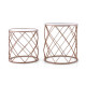 Stackable Metal Frame End Table Set of 2 with Mirrored Top