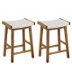 Set of 2 65cm Barstools with Seaweed Woven Seat