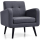 Mid-Century Modern Upholstered Accent Chair with Rubber Wood Legs