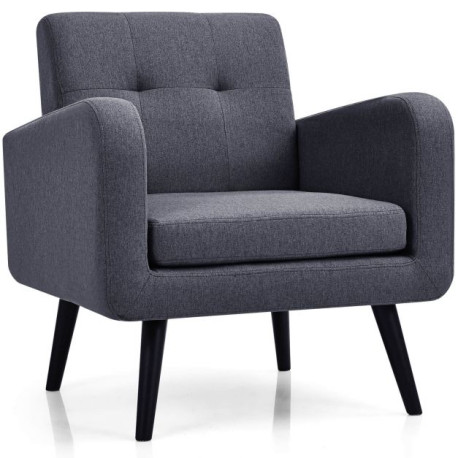 Mid-Century Modern Upholstered Accent Chair with Rubber Wood Legs