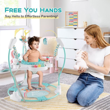 Baby Stationary Activity Center with 360° Rotary Seat and 3 Adjustable Heights for 6 Months+