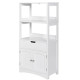 Freestanding Wooden Storage Cabinet with Open Shelves